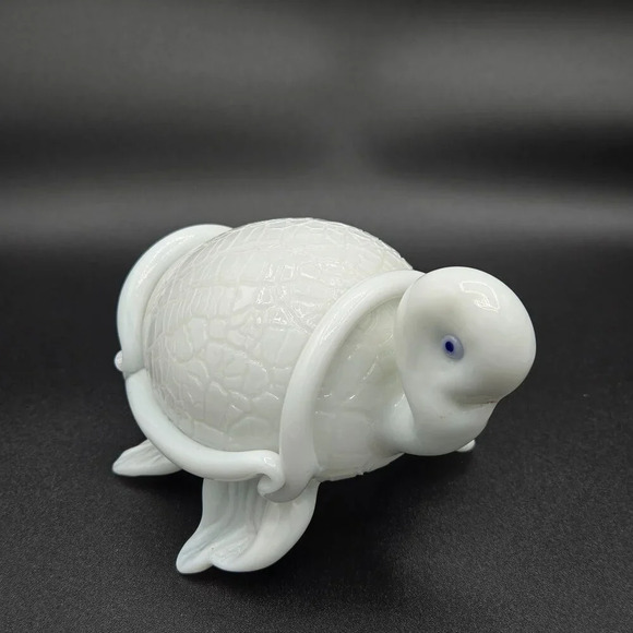 Handmade Glass White Turtle 5.5" - Picture 4 of 7